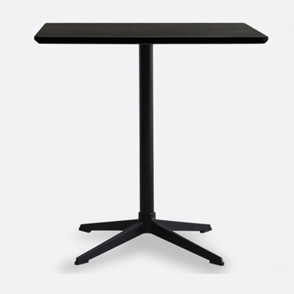 Metal Industrial Square Dining Table Solid Wood Top Table with Pedestal