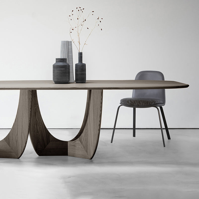 Mesa moderna de madera de pino para restaurante, mesa de cocina rectangular con pedestal doble