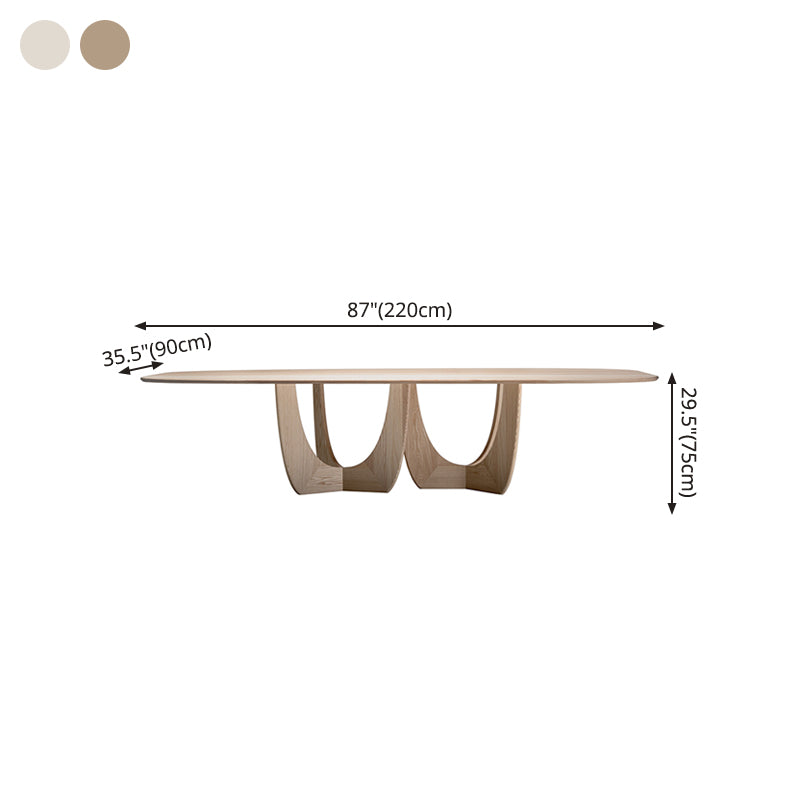 Mesa moderna de madera de pino para restaurante, mesa de cocina rectangular con pedestal doble