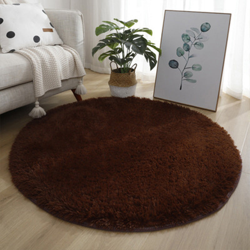 Simple Round Area Rug Polyester Carpet Indoor Rug for Sleeping Room Decoration