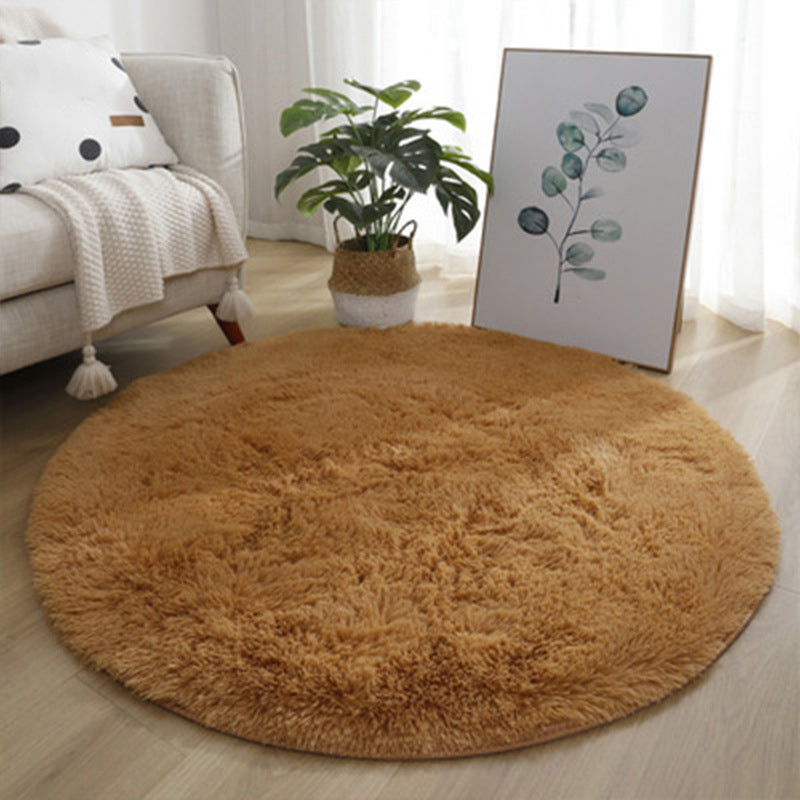 Simple Round Area Rug Polyester Carpet Indoor Rug for Sleeping Room Decoration