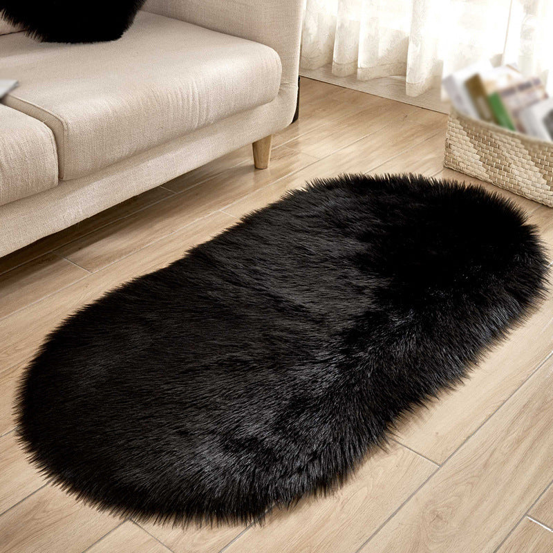 Modern Oval Plush Rug Solid Color Area Carpet Friendly Easy Care Indoor Rug for Bedroom