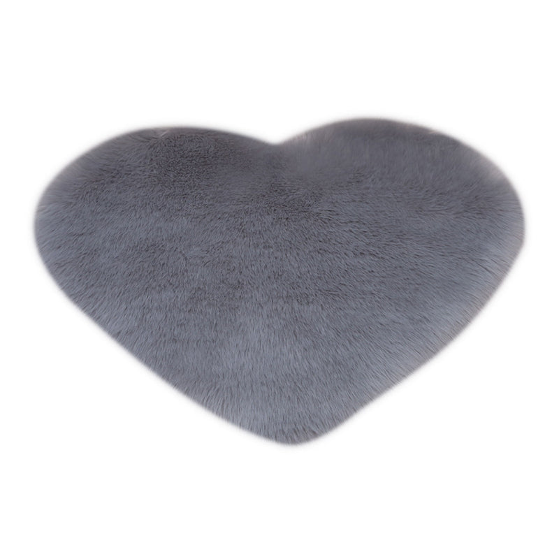 Tapis en peluche en forme de cœur tapis lavable de machine sans glissement convivial pour la maison