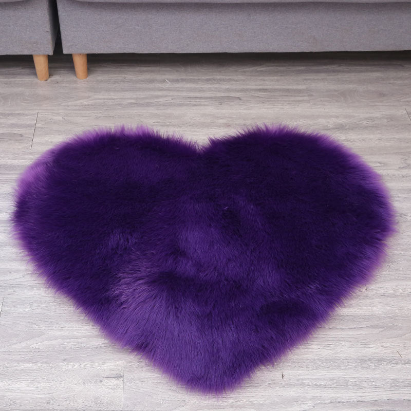 Tapis en peluche en forme de cœur tapis lavable de machine sans glissement convivial pour la maison