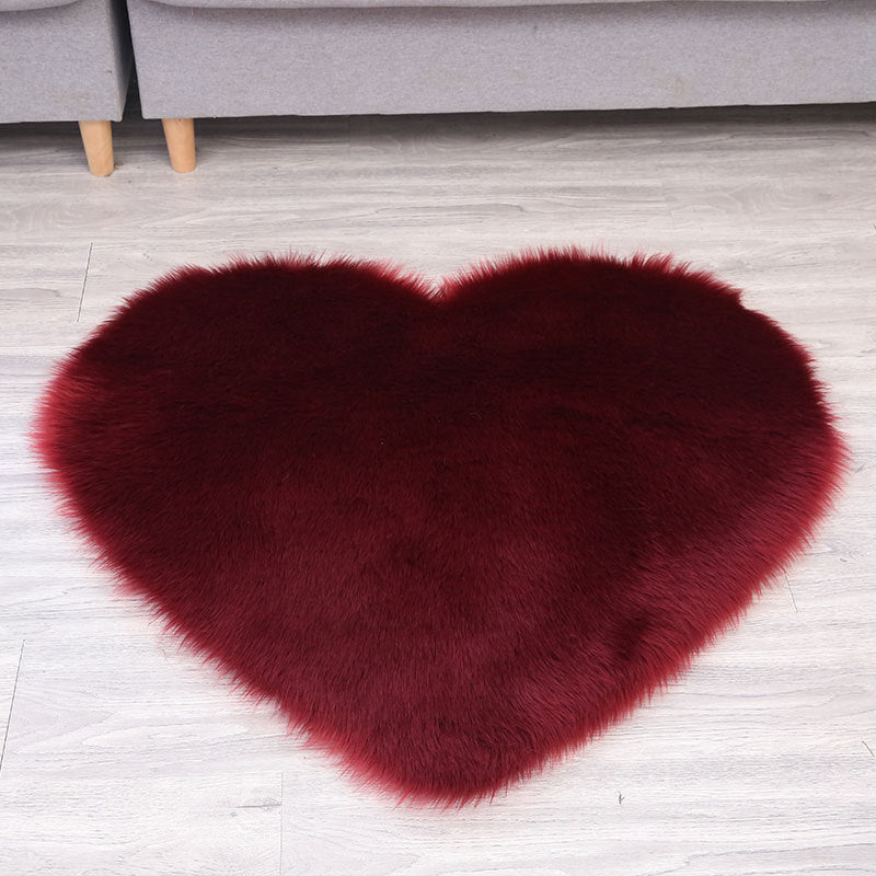 Tapis en peluche en forme de cœur tapis lavable de machine sans glissement convivial pour la maison