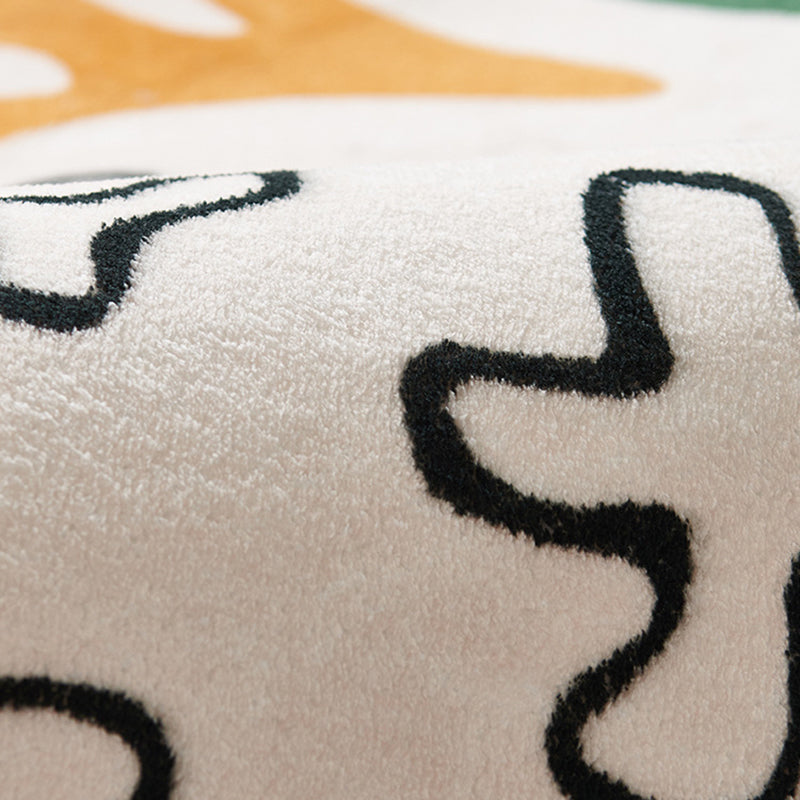 Flower Round Rug Indoor Rug Friendly Non-Slip Machine Washable Carpet for Home