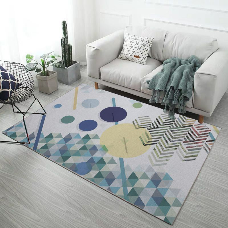 Modern Geometry Rug Polyester Rug Stain Resistant Carpet for Home Decor