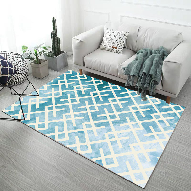 Modern Geometry Rug Polyester Rug Stain Resistant Carpet for Home Decor