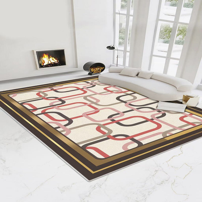 Dark Gray Modern Rug Polyester Pattern Rug Washable Indoor Rug for Home Decoration