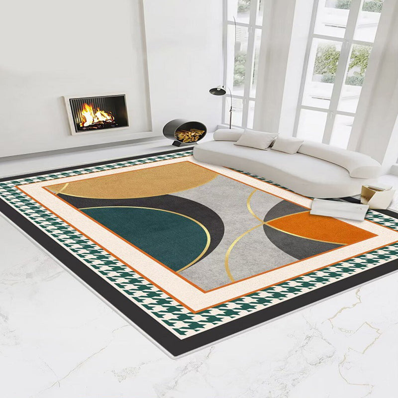 Dark Gray Modern Rug Polyester Pattern Rug Washable Indoor Rug for Home Decoration