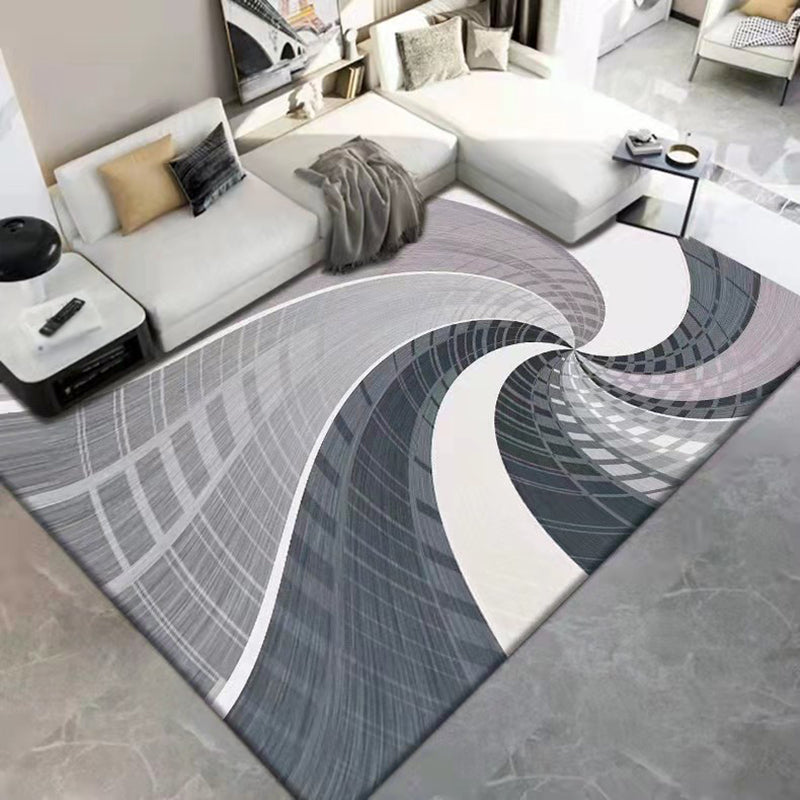 Dark Gray Modern Rug Polyester Geometric Scheme Rug Washable Rug for Drawing Room