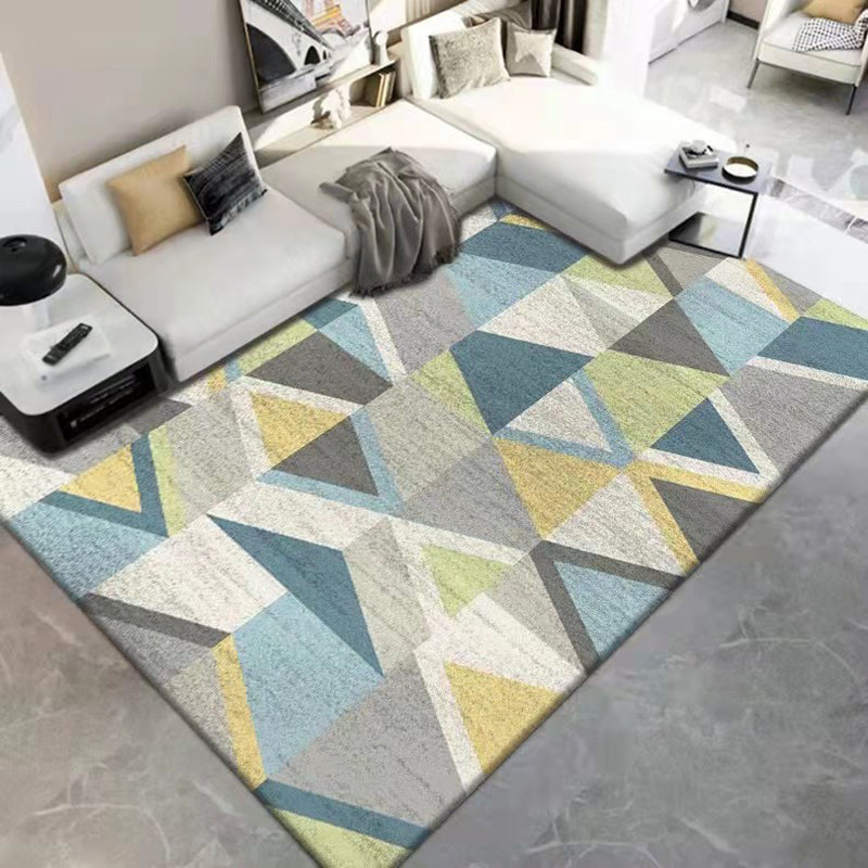 Dark Gray Modern Rug Polyester Geometric Scheme Rug Washable Rug for Drawing Room