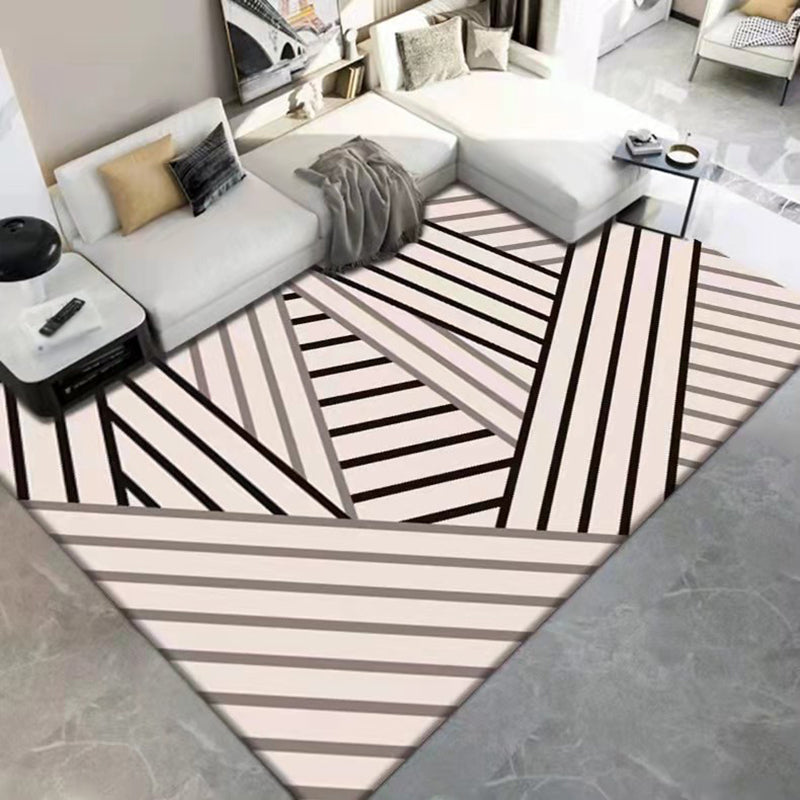 Dark Gray Modern Rug Polyester Geometric Scheme Rug Washable Rug for Drawing Room