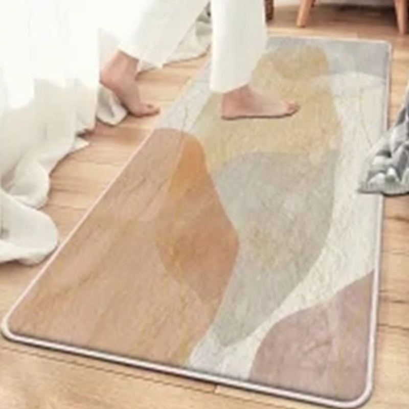 Beige Modern Rug Polyester Color Piece Rug Non-Slip Backing Rug for Living Room
