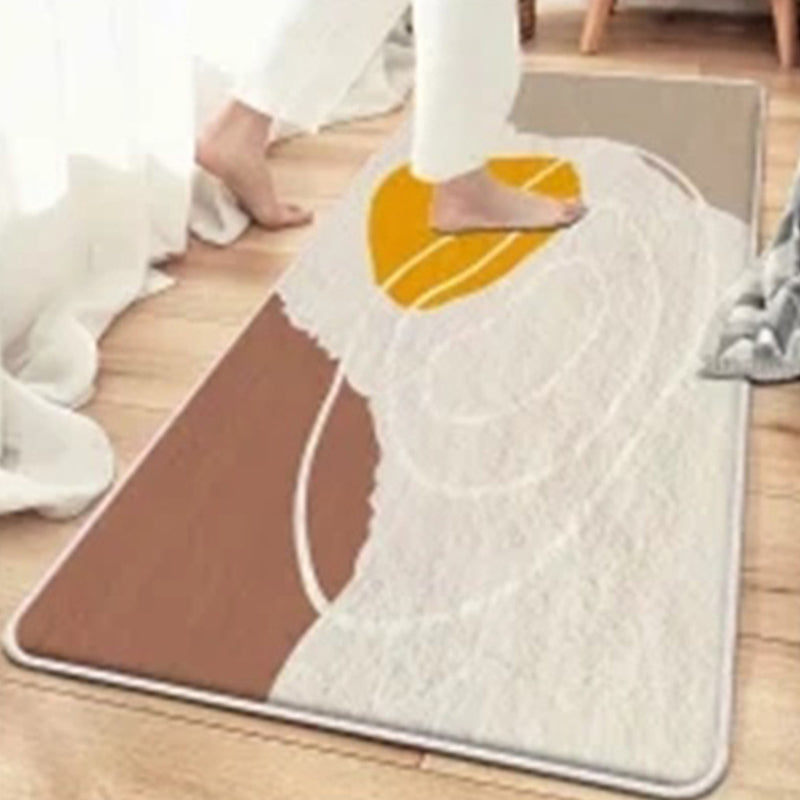 Beige Modern Rug Polyester Color Piece Rug Non-Slip Backing Rug for Living Room