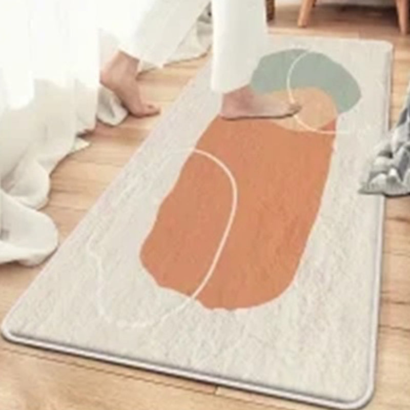 Beige Modern Rug Polyester Color Piece Rug Non-Slip Backing Rug for Living Room