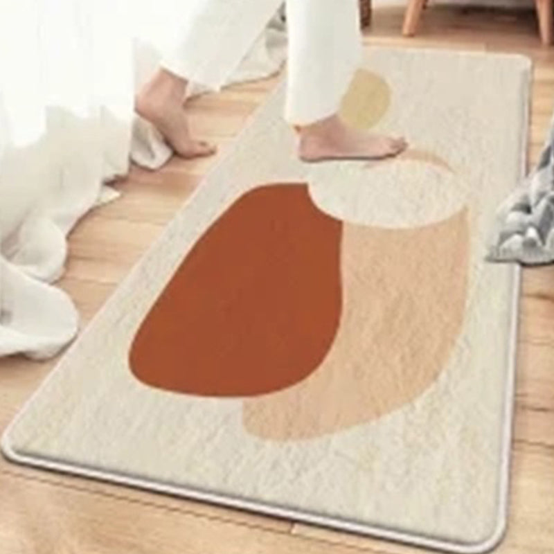 Beige Modern Rug Polyester Color Piece Rug Non-Slip Backing Rug for Living Room