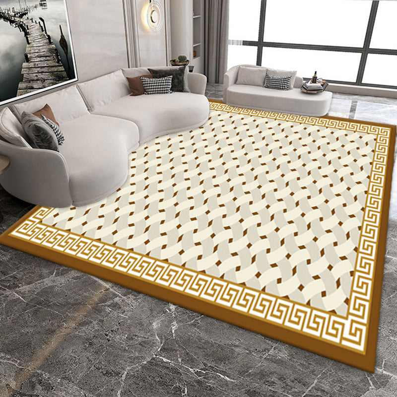 Black Lozenge Pattern Rug Polyester Modern Rug Washable Area Rug for Drawing Room