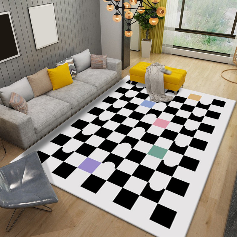 Lattice Geometry Rug Indoor Rug Anti-Slip Washable Easy Care Area Carpet for Bedroom