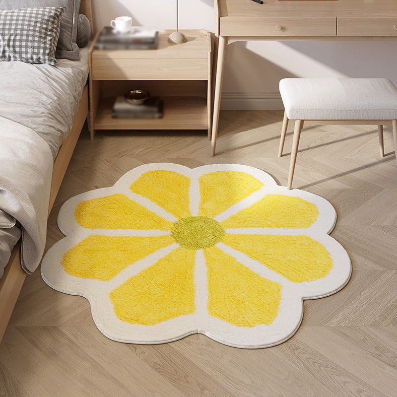 Flower Shaped Rug Indoor Rug Anti-Slip Washable Easy Care Area Carpet for Bedroom