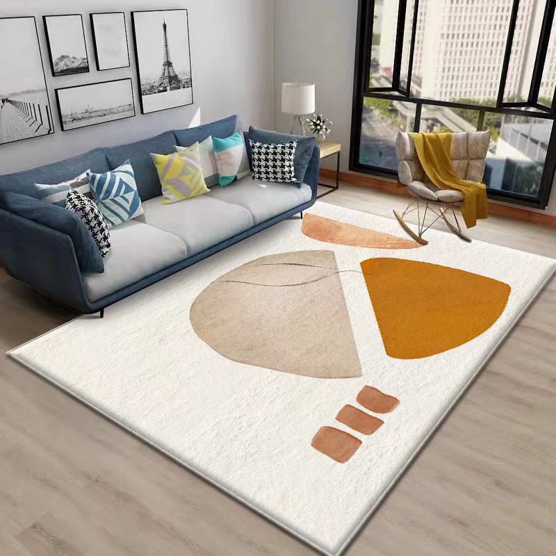 Color Block Rug Nordic Rug Polyester Stain Resistant Anti-Slip Rug for Room