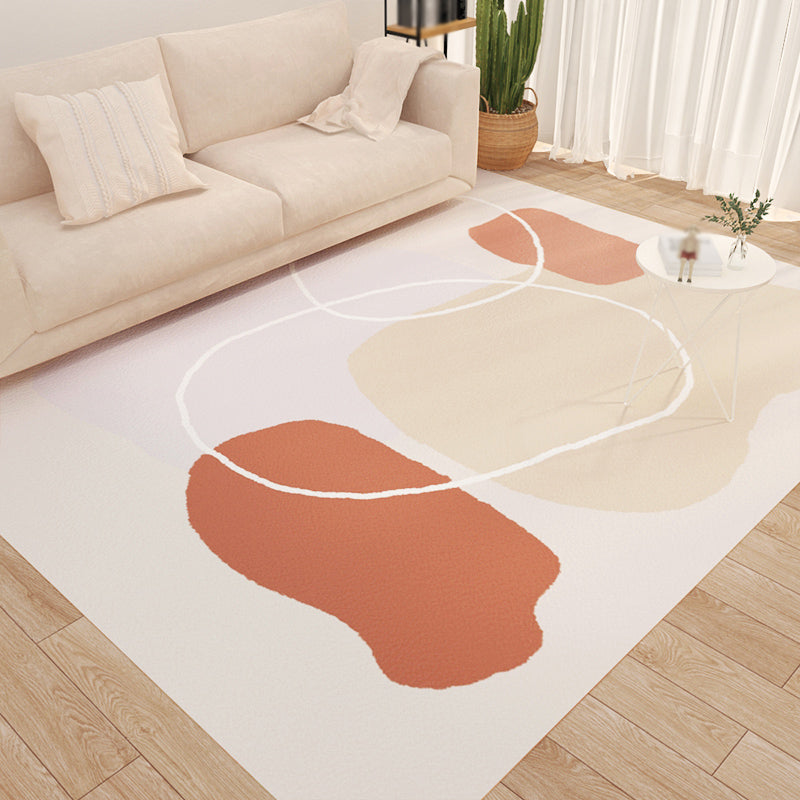 Brown Nordic Rug Polyester Contrast Color Rug Non-Slip Backing Rug for Drawing Room