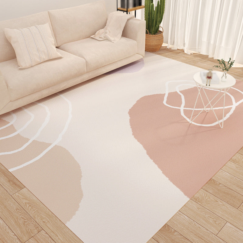Brown Nordic Rug Polyester Contrast Color Rug Non-Slip Backing Rug for Drawing Room