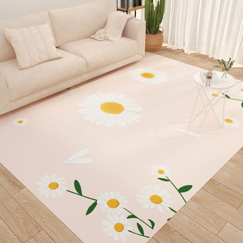 Brown Nordic Rug Polyester Contrast Color Rug Non-Slip Backing Rug for Drawing Room