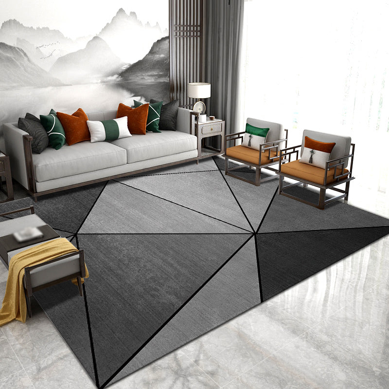 Brown Modern Rug Polyester Straight Line Rug Stain Resistant Rug for Living Room