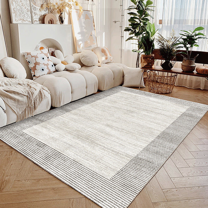 Brown Modern Rug Polyester Straight Line Rug Stain Resistant Rug for Living Room