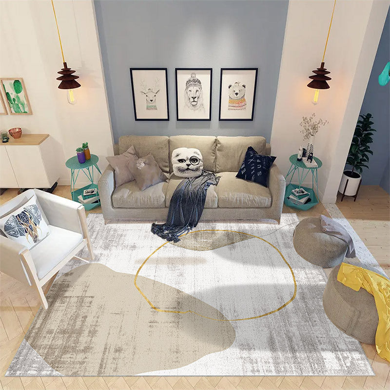 Light Brown Color Piece Area Rug Polyester Modern Rug Washable Rug for Drawing Room