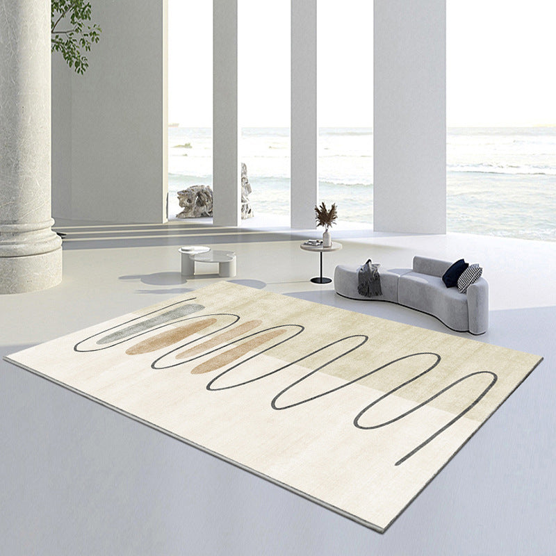 Orange Simple Carpet Polyester Curve Carpet Non-Slip Backing Rug for Living Room