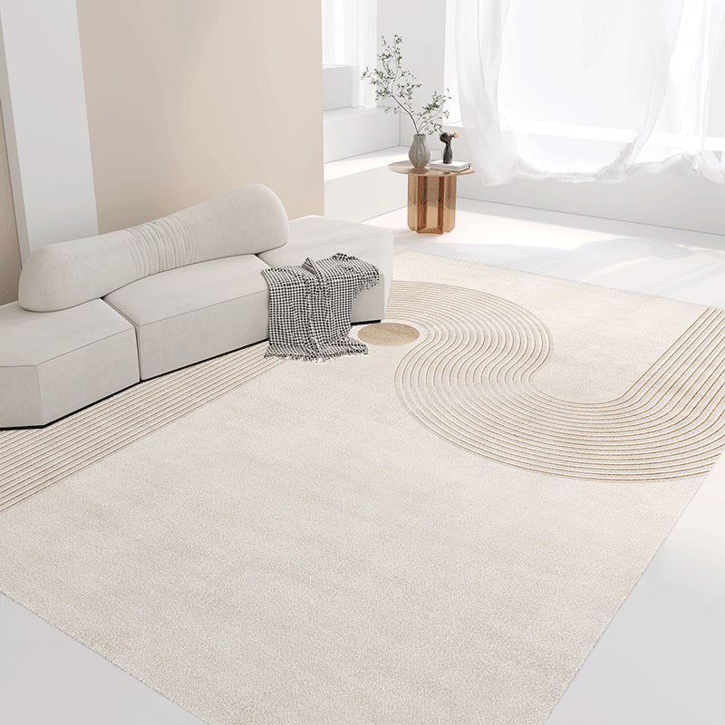 Light Brown Stripe Carpet Polyester Modern Carpet Washable Carpet for Living Room
