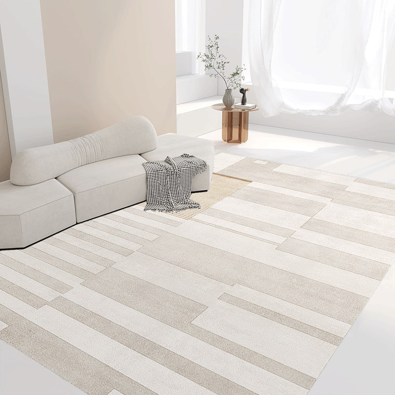Light Brown Stripe Carpet Polyester Modern Carpet Washable Carpet for Living Room