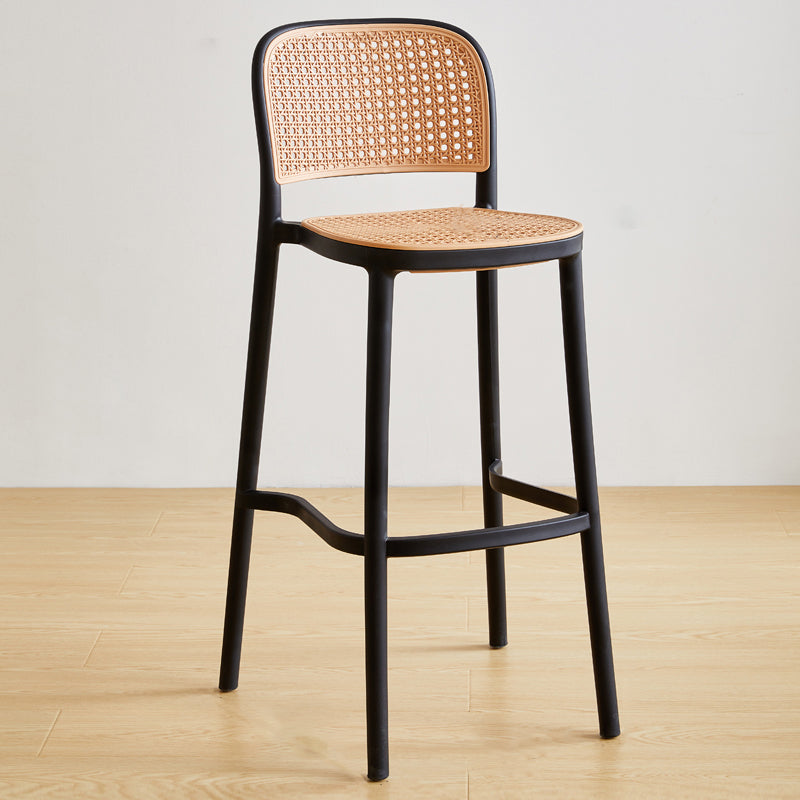 Nordic Plastic Simple Barhocker Indoor Hoher Hocker mit Sitz aus Rattanimitat