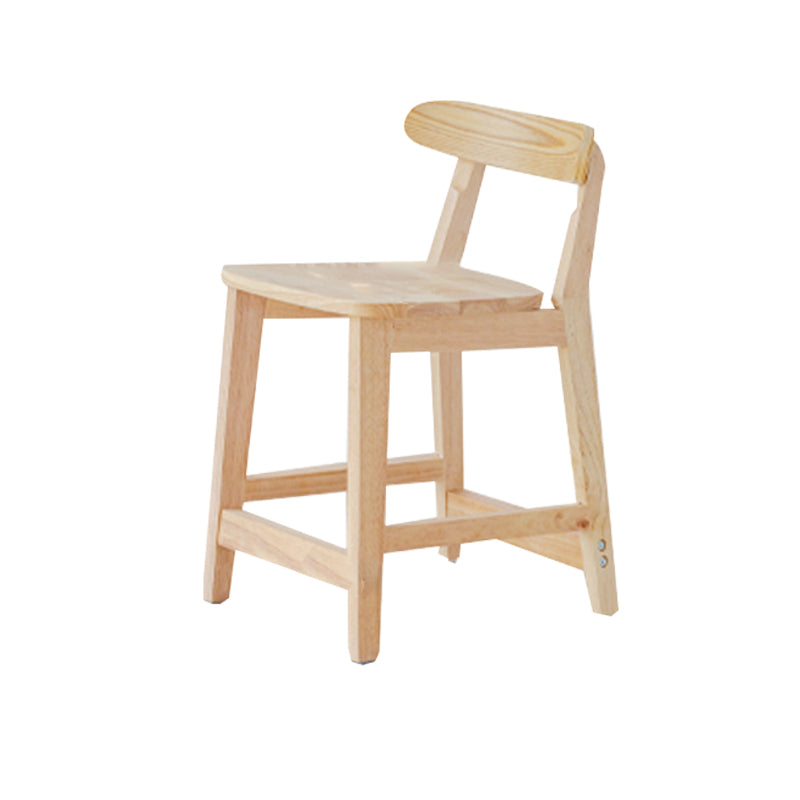 Tabouret de bar industriel à dossier bas en bois, haut et simple d'intérieur avec siège carré