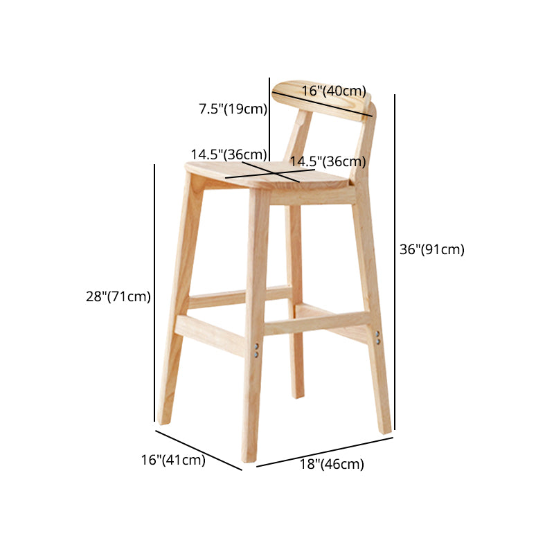 Tabouret de bar industriel à dossier bas en bois, haut et simple d'intérieur avec siège carré