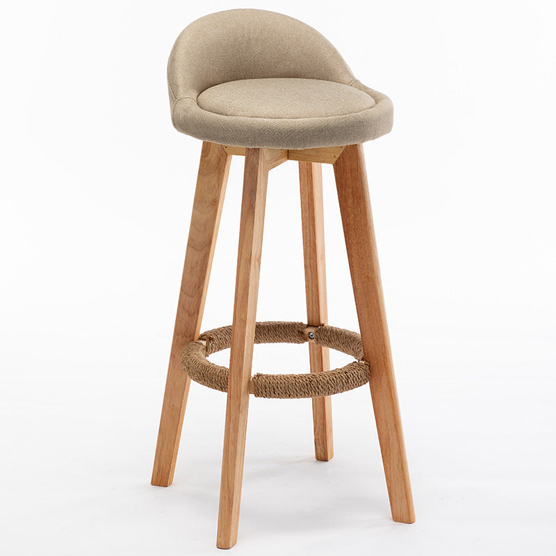 Nordic Wood Drehbarer Barhocker, niedrige Rückenlehne, hoher Innenhocker mit Polsterung