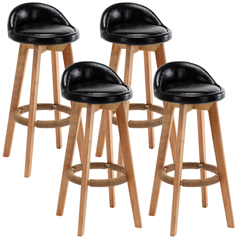 Nordic Wood Drehbarer Barhocker, niedrige Rückenlehne, hoher Innenhocker mit Polsterung