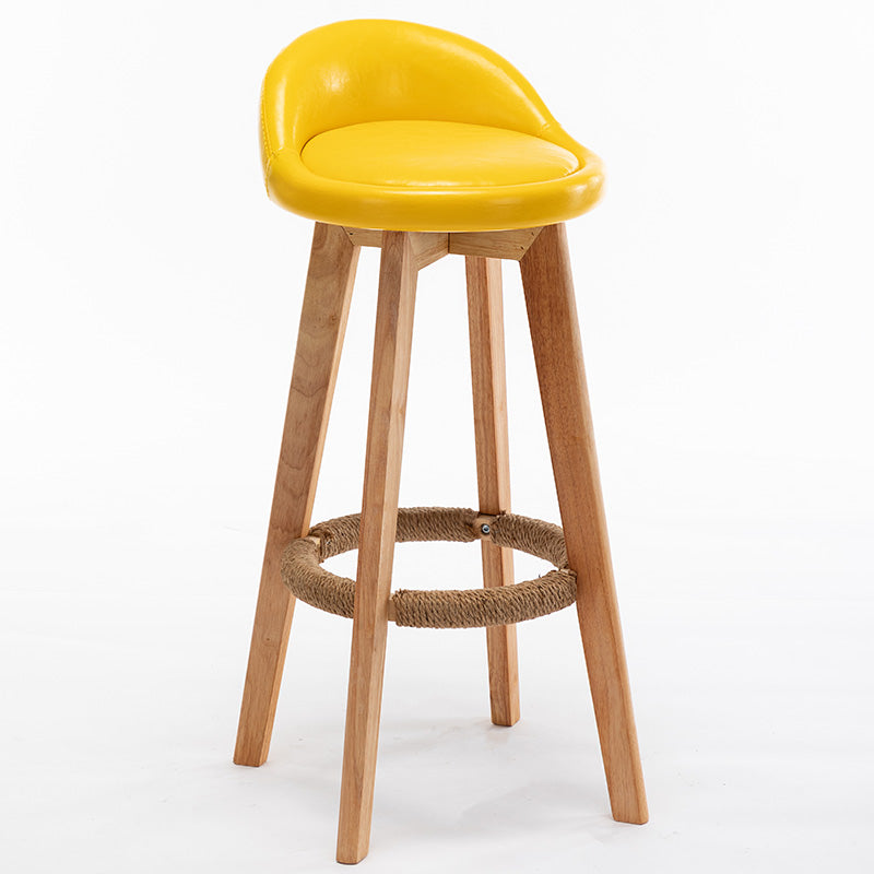 Nordic Wood Drehbarer Barhocker, niedrige Rückenlehne, hoher Innenhocker mit Polsterung