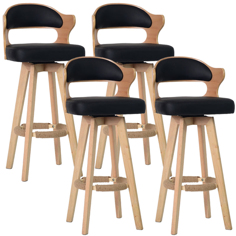 Nordischer Holz Low Rücken Barstool Schwenkerner hoher Hocker mit Polster