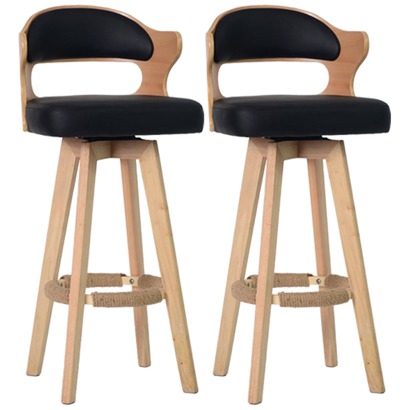 Nordischer Holz Low Rücken Barstool Schwenkerner hoher Hocker mit Polster