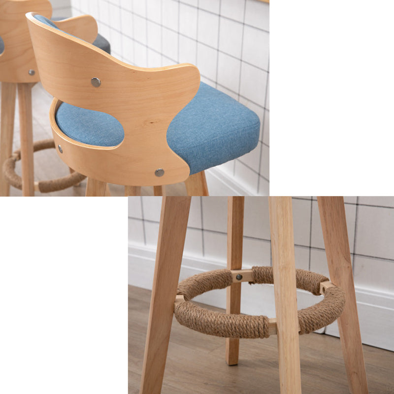 Nordischer Holz Low Rücken Barstool Schwenkerner hoher Hocker mit Polster