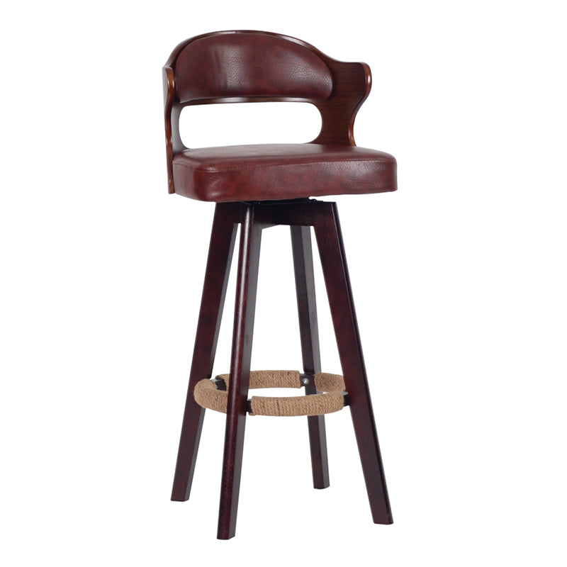 Nordischer Holz Low Rücken Barstool Schwenkerner hoher Hocker mit Polster