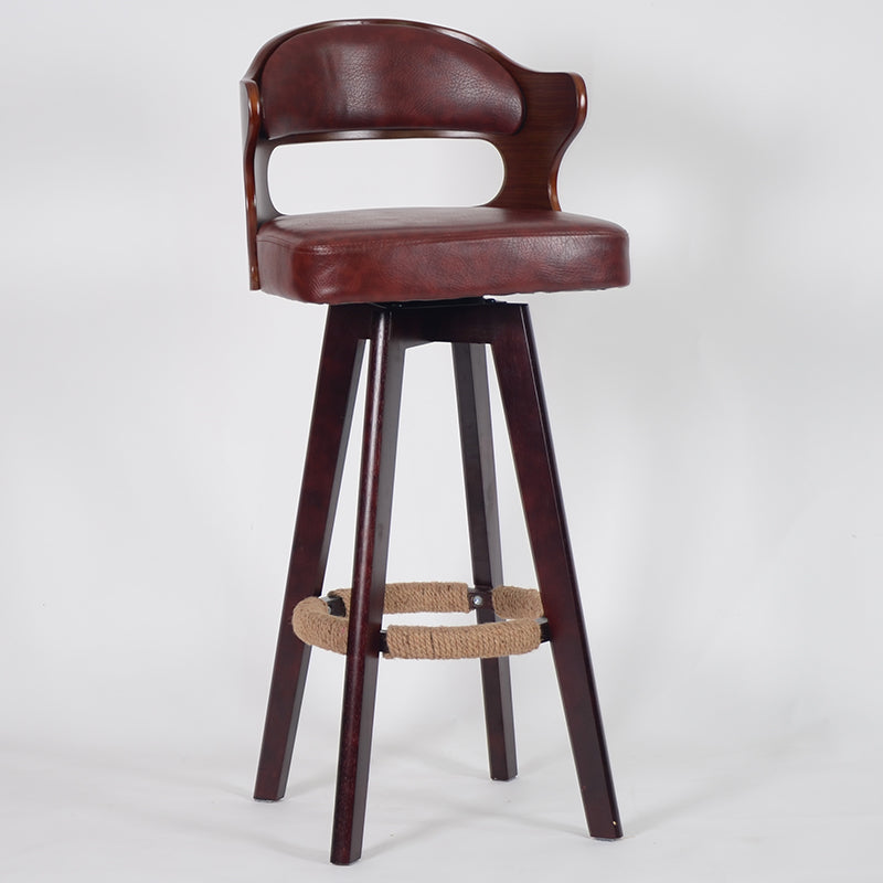 Nordischer Holz Low Rücken Barstool Schwenkerner hoher Hocker mit Polster