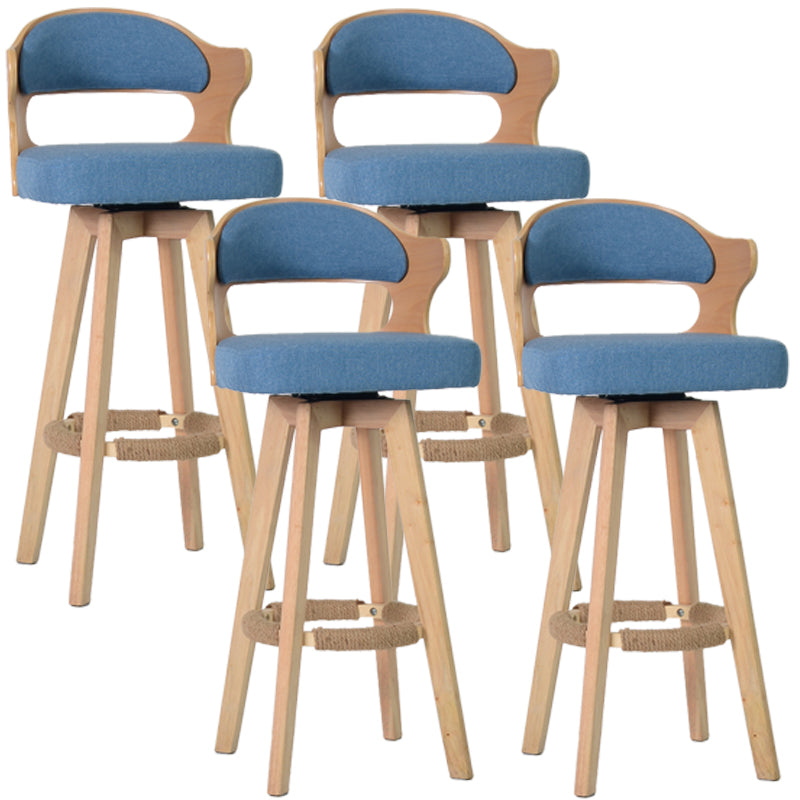 Nordischer Holz Low Rücken Barstool Schwenkerner hoher Hocker mit Polster