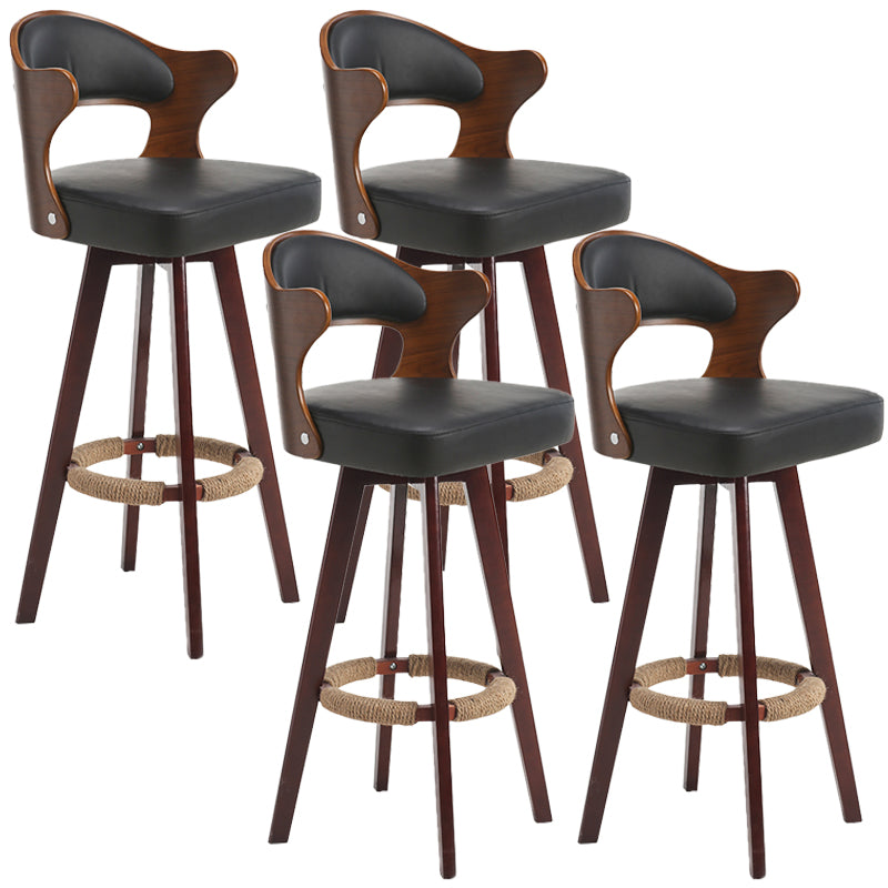 Nordischer Holz Low Rücken Barstool Schwenkerner hoher Hocker mit Polster