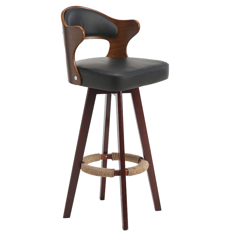 Nordischer Holz Low Rücken Barstool Schwenkerner hoher Hocker mit Polster