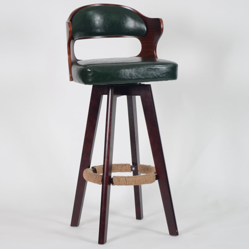 Nordischer Holz Low Rücken Barstool Schwenkerner hoher Hocker mit Polster