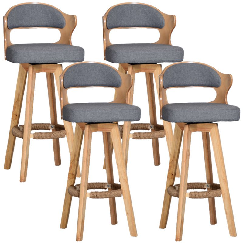 Nordischer Holz Low Rücken Barstool Schwenkerner hoher Hocker mit Polster